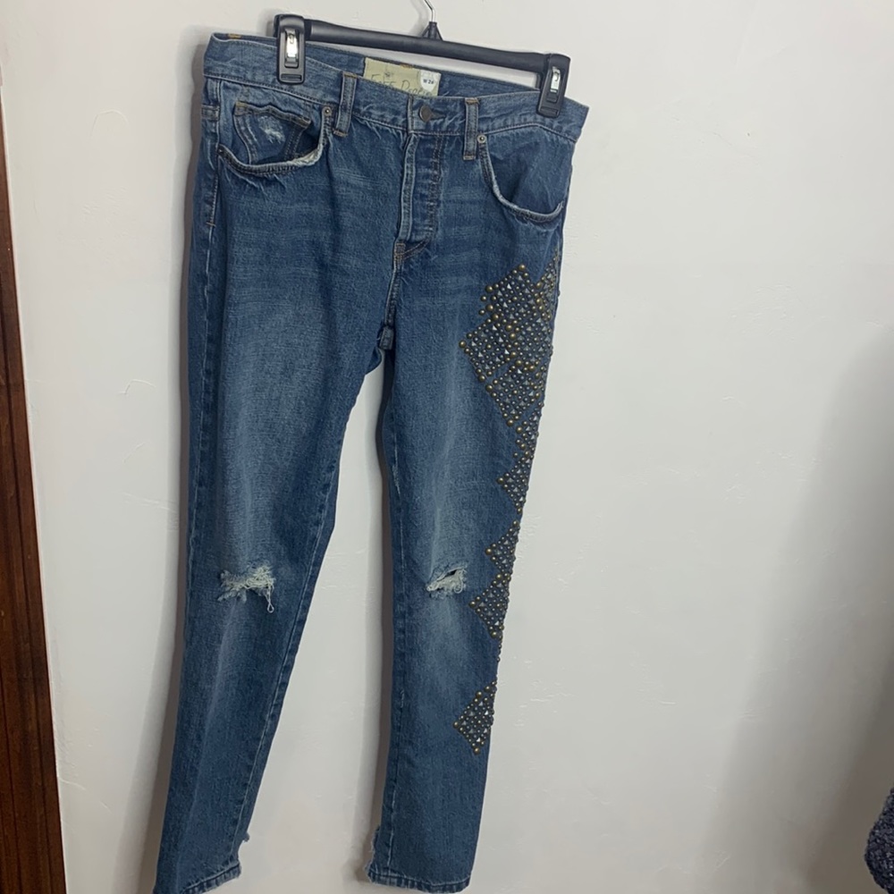 Free People Studded Distressed Jeans Size 26